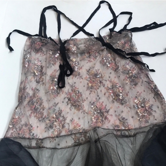 RARE Free People Ballerina Fairy Slip Dress Pink/Gray Combo - Picture 10 of 11